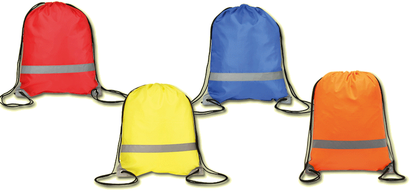 Detail Promotions supplies the Knockholt Reflective Drawstring bag printed 1 colour from 1.02