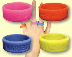 promotional rings, silicone rings, embossed rings
