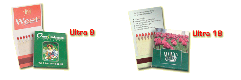 Ultra Bookmatches supplied with coloured match sticks